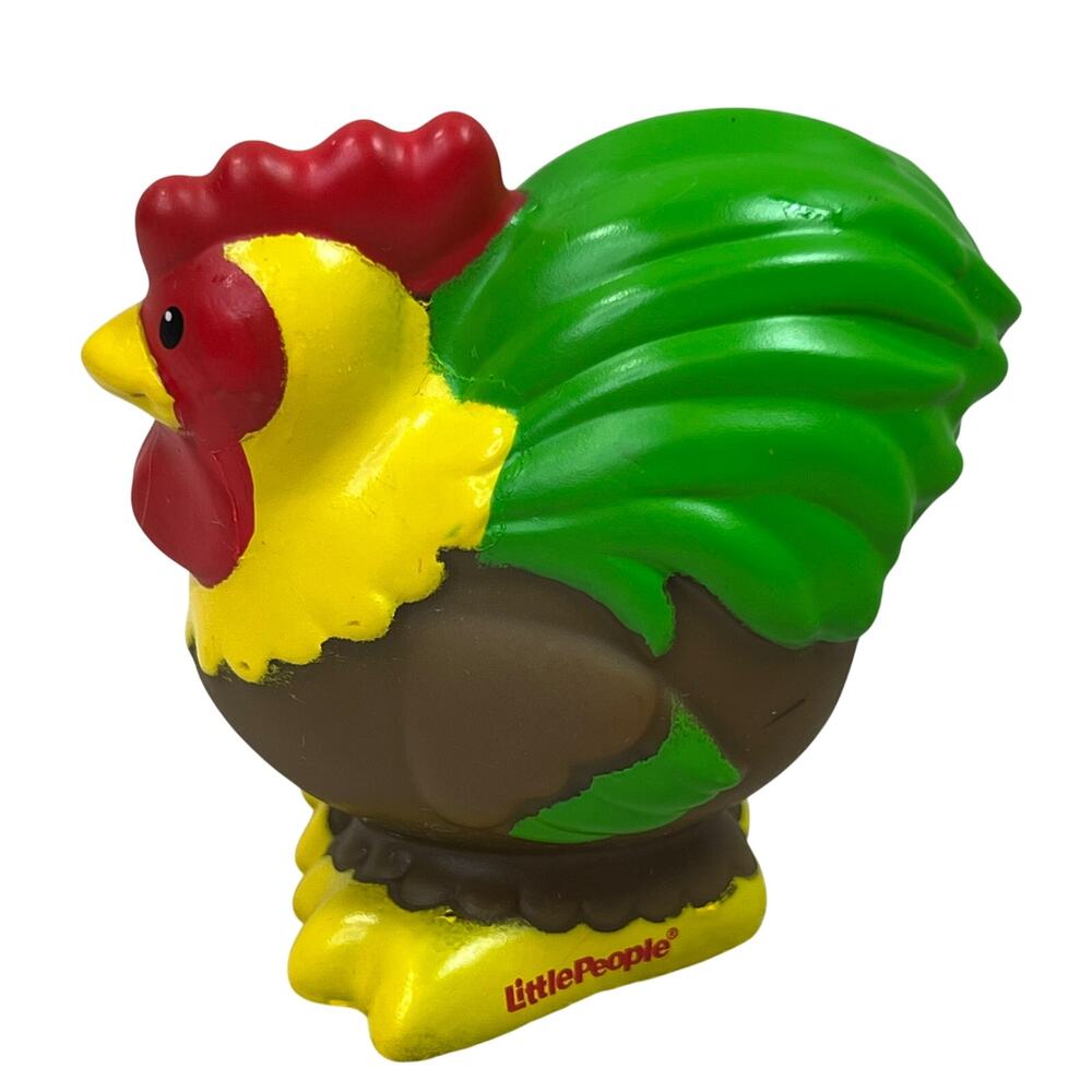 Fisher Price Little People Farm Rooster Colorful Green Brown Yellow Red Barn